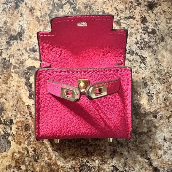 Mini Handbag Charm Or Ear Pods Faux Leather Rose Color NWOT - Picture 8 of 9